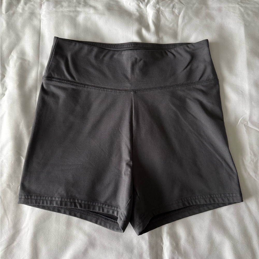 Grey Solid Biker Shorts
